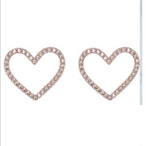 NWT, Kate Spade Rose Gold CZ heart earrings